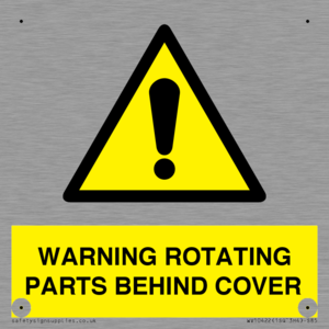 WARNING ROTATING PARTS BEHIND COVER